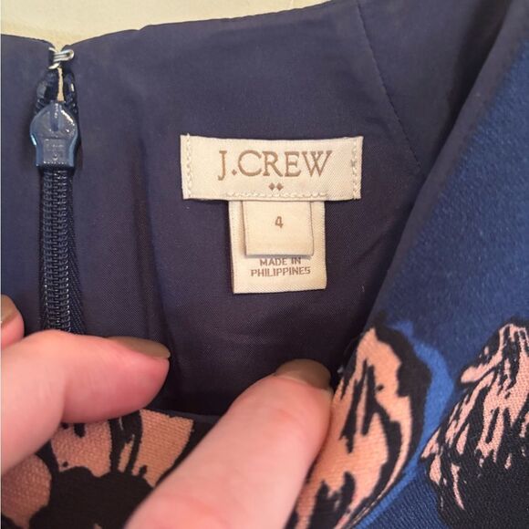 J. Crew Blue Dress with Red and Tan Floral Pattern - Picture 5 of 5